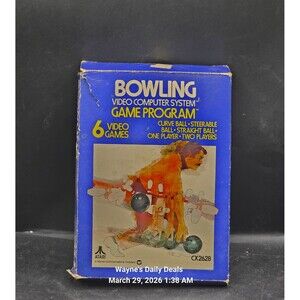Atari 2600 Bowling CX-2628 Complete in Box CIB w/ Manual Tested & Working